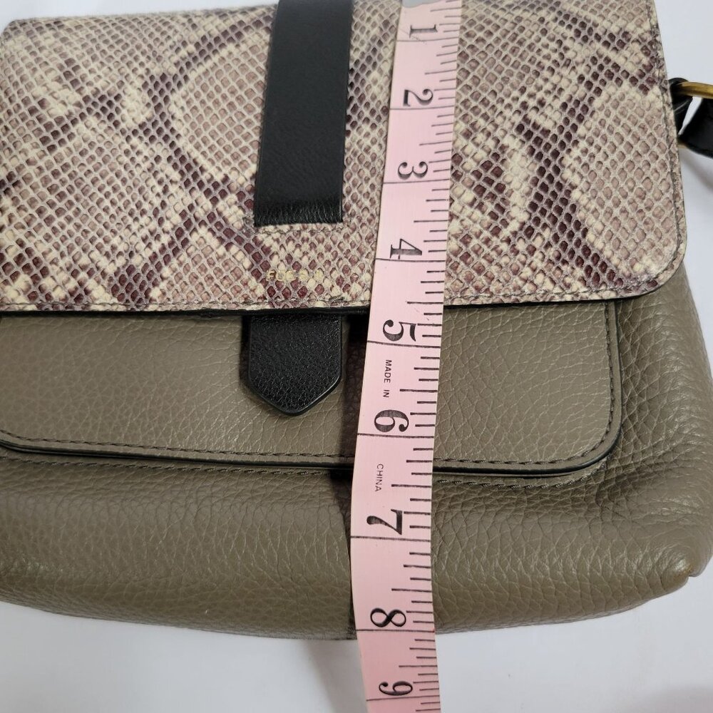 Fossil Crossbody Bag Leather Grey With Snakeskin Accents Purse ZB7804 VGC - Picture 9 of 12
